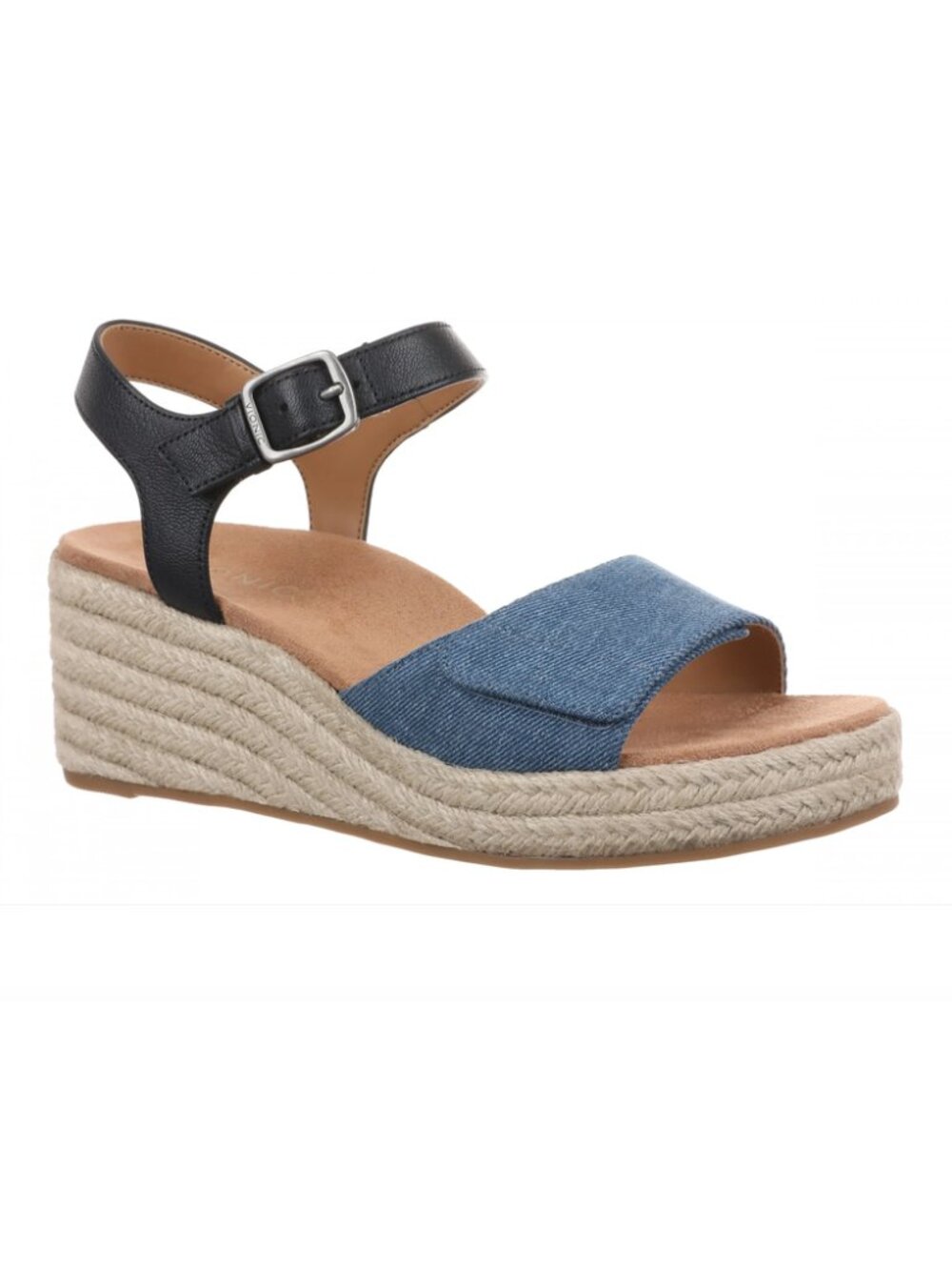 Vionic Sable Espadrilles Sandals Wedges Size 8 Blue Denim Platform New Womens